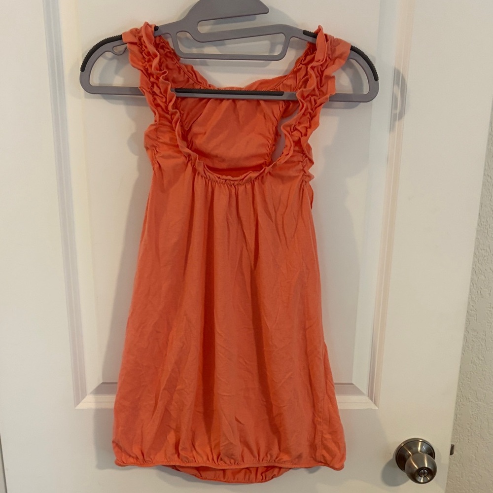 Ruffled Tank in Coral Orange